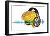 Brain with Headphones, Artwork-PASIEKA-Framed Photographic Print