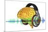 Brain with Headphones, Artwork-PASIEKA-Mounted Photographic Print