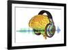 Brain with Headphones, Artwork-PASIEKA-Framed Photographic Print