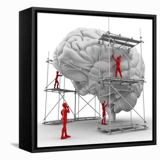 Brain with Workers, Mental Health-PASIEKA-Framed Stretched Canvas