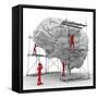 Brain with Workers, Mental Health-PASIEKA-Framed Stretched Canvas