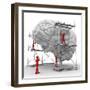 Brain with Workers, Mental Health-PASIEKA-Framed Premium Photographic Print