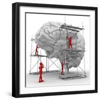 Brain with Workers, Mental Health-PASIEKA-Framed Premium Photographic Print