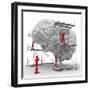 Brain with Workers, Mental Health-PASIEKA-Framed Premium Photographic Print