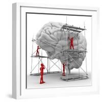 Brain with Workers, Mental Health-PASIEKA-Framed Premium Photographic Print