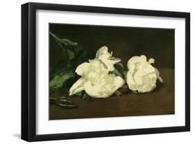 Branch of White Peonies and Secateurs, 1864-Edouard Manet-Framed Giclee Print