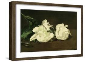 Branch of White Peonies and Secateurs, 1864-Edouard Manet-Framed Giclee Print