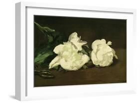 Branch of White Peonies and Secateurs, 1864-Edouard Manet-Framed Giclee Print