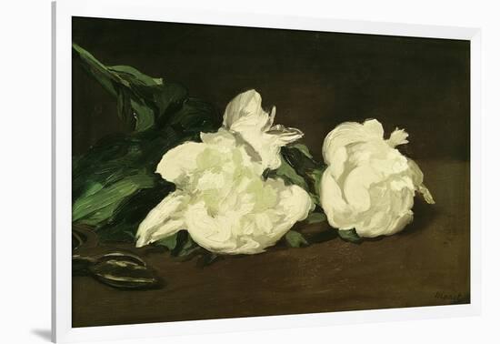 Branch of White Peonies and Secateurs, 1864-Edouard Manet-Framed Giclee Print