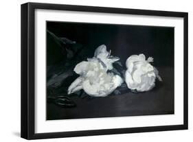 Branch of White Peonies and Secateurs-Edouard Manet-Framed Art Print