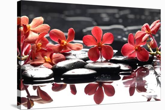 Branch Red Orchid with Zen Stones Reflection-crystalfoto-Stretched Canvas