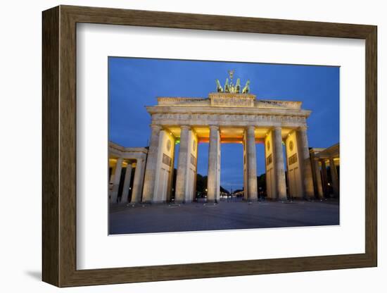 Brandenburg Gate at Night, Berlin, Germany, Europe-Miles Ertman-Framed Photographic Print