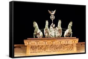 Brandenburg Gate at Night in Berlin-Gary718-Framed Stretched Canvas