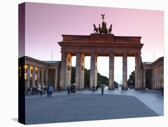 Brandenburg Gate at Sunset, Pariser Platz, Unter Den Linden, Berlin, Germany, Europe-null-Stretched Canvas