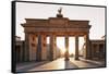 Brandenburg Gate (Brandenburger Tor) at sunrise, Platz des 18 Marz, Berlin Mitte, Berlin, Germany-Markus Lange-Framed Stretched Canvas