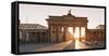 Brandenburg Gate (Brandenburger Tor) at sunrise, Platz des 18 Marz, Berlin Mitte, Berlin, Germany-Markus Lange-Framed Stretched Canvas