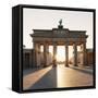 Brandenburg Gate (Brandenburger Tor) at sunrise, Platz des 18 Marz, Berlin Mitte, Berlin, Germany, -Markus Lange-Framed Stretched Canvas