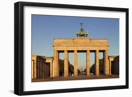 Brandenburg Gate (Brandenburger Tor) at sunrise, Quadriga, Berlin Mitte, Berlin, Germany, Europe-Markus Lange-Framed Photographic Print