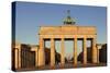 Brandenburg Gate (Brandenburger Tor) at sunrise, Quadriga, Berlin Mitte, Berlin, Germany, Europe-Markus Lange-Stretched Canvas