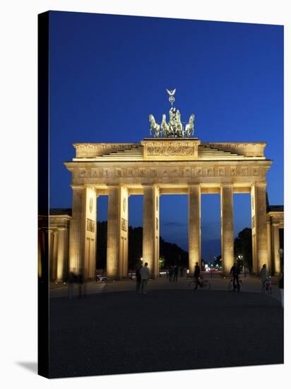 Brandenburg Gate Floodlit in the Evening, Pariser Platz, Unter Den Linden, Berlin, Germany, Europe-null-Stretched Canvas