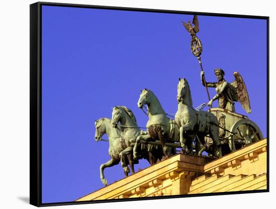 Brandenburg Gate Quadriga, Unter Den Linden, Berlin, Germany-Walter Bibikow-Framed Stretched Canvas