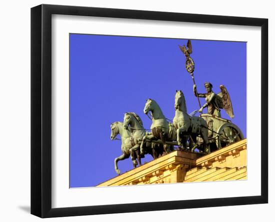 Brandenburg Gate Quadriga, Unter Den Linden, Berlin, Germany-Walter Bibikow-Framed Premium Photographic Print