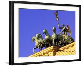 Brandenburg Gate Quadriga, Unter Den Linden, Berlin, Germany-Walter Bibikow-Framed Photographic Print