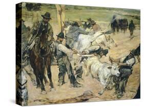 Branding of Young Bulls in Maremma, Circa 1887-Giovanni Fattori-Stretched Canvas