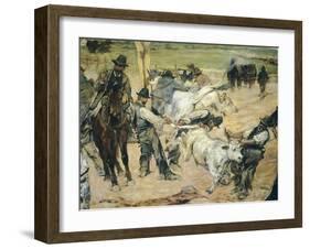 Branding of Young Bulls in Maremma, Circa 1887-Giovanni Fattori-Framed Giclee Print