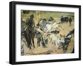 Branding of Young Bulls in Maremma, Circa 1887-Giovanni Fattori-Framed Giclee Print