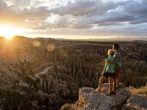 A Couple at Sunset in Bryce Canyon National Park in the Summer Overlooking the Canyon-Brandon Flint-Stretched Canvas