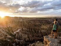 A Couple at Sunset in Bryce Canyon National Park in the Summer Overlooking the Canyon-Brandon Flint-Framed Photographic Print