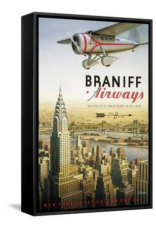 Kerne Erickson New York Braniff Airways Vintage Travel Poster Metal Tin Sign 