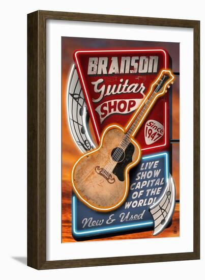 Branson, Missouri - Acoustic Guitar Music Shop-Lantern Press-Framed Art Print