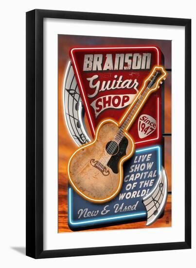 Branson, Missouri - Acoustic Guitar Music Shop-Lantern Press-Framed Art Print