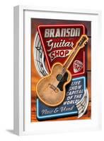 Branson, Missouri - Acoustic Guitar Music Shop-Lantern Press-Framed Art Print
