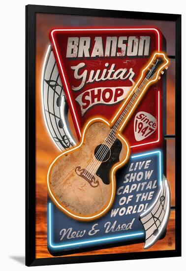 Branson, Missouri - Acoustic Guitar Music Shop-Lantern Press-Framed Art Print