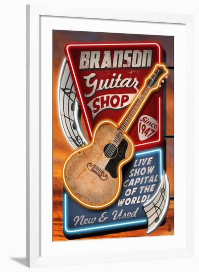 Branson, Missouri - Acoustic Guitar Music Shop-Lantern Press-Framed Art Print