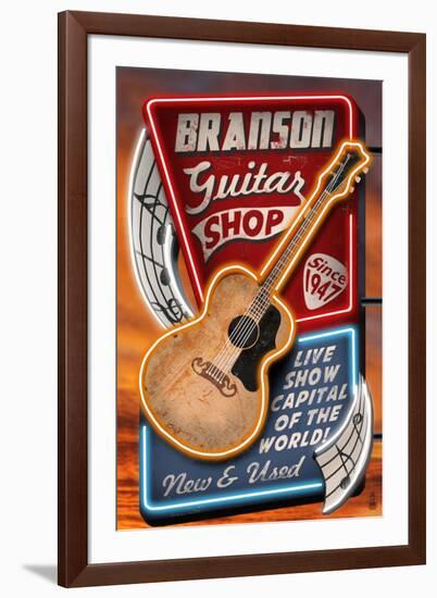 Branson, Missouri - Acoustic Guitar Music Shop-Lantern Press-Framed Art Print