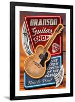 Branson, Missouri - Acoustic Guitar Music Shop-Lantern Press-Framed Art Print