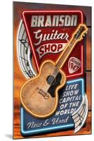 Branson, Missouri - Acoustic Guitar Music Shop-Lantern Press-Mounted Art Print