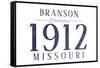 Branson, Missouri - Established Date (Blue)-Lantern Press-Framed Stretched Canvas