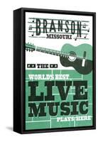 Branson, Missouri - Horizontal Guitar - Teal Screenprint-Lantern Press-Framed Stretched Canvas