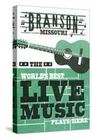 Branson, Missouri - Horizontal Guitar - Teal Screenprint-Lantern Press-Stretched Canvas