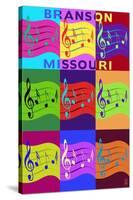 Branson, Missouri - Music Notes Pop Art-Lantern Press-Stretched Canvas