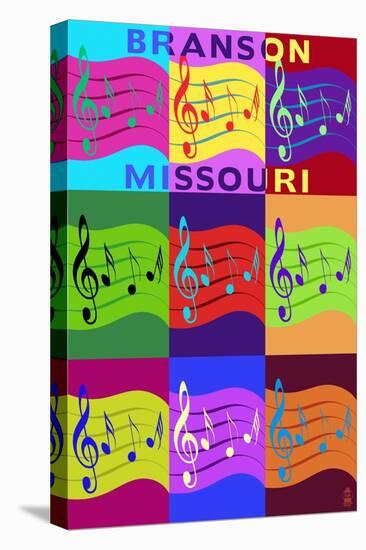 Branson, Missouri - Music Notes Pop Art-Lantern Press-Stretched Canvas