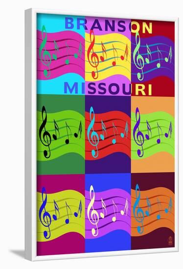 Branson, Missouri - Music Notes Pop Art-Lantern Press-Framed Art Print