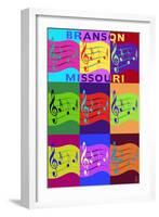 Branson, Missouri - Music Notes Pop Art-Lantern Press-Framed Art Print
