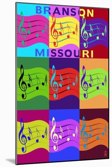 Branson, Missouri - Music Notes Pop Art-Lantern Press-Mounted Art Print