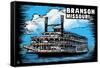 Branson, Missouri - Paddle Wheeler Scratchboard-Lantern Press-Framed Stretched Canvas